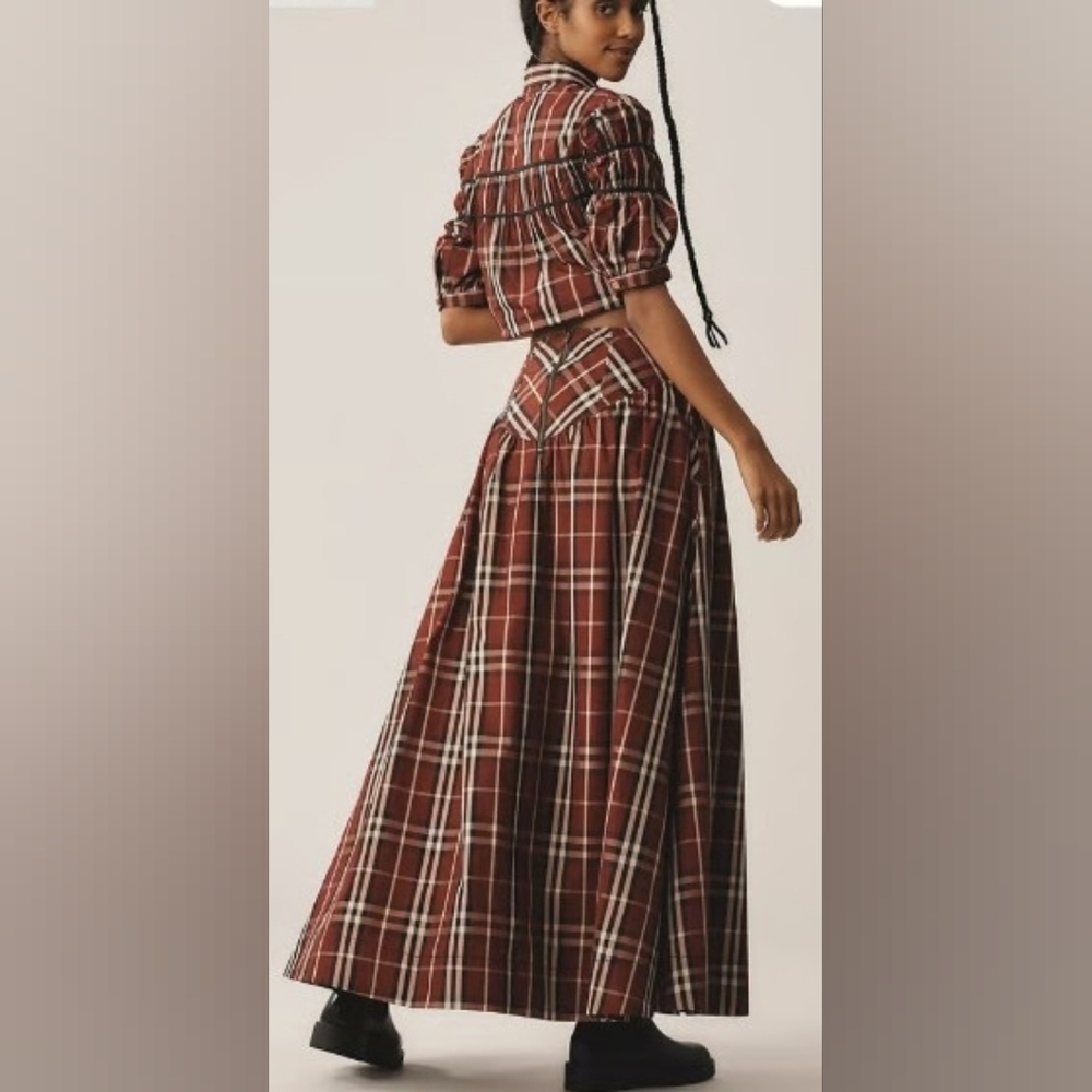 EUC....Anthropologie Maeve Drop Waist Taffeta Maxi Skirt Size 4 - Picture 11 of 11
